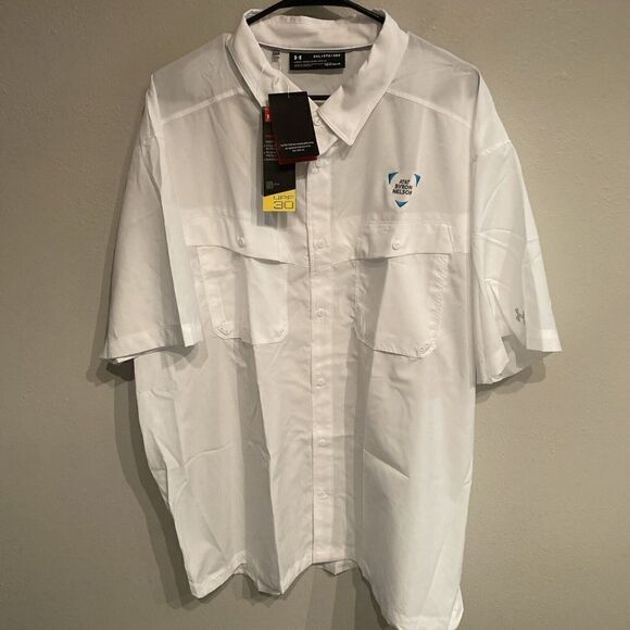Under Armour Mens 3XL Short Sleeve Button Up Shirt Vented Outdoors Fishing Golf - Picture 1 of 13